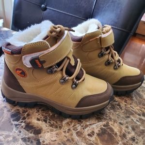BNQ - Little Boy Winter Boot, Waterproof brown and tan boot, Size 13